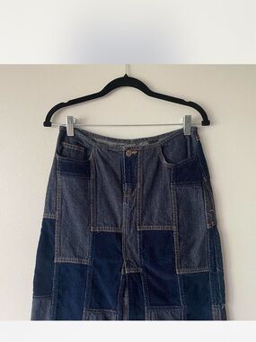 Vintage 90’s Denim patchwork skirt with pockets and front slit